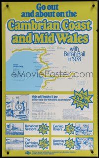 9e072 BRITISH RAIL CAMBRIAN COAST & MID WALES English travel poster '78 go out and about!