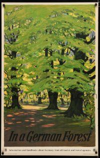 9e083 IN A GERMAN FOREST travel poster '60s Otto Altenkirch art of trees!