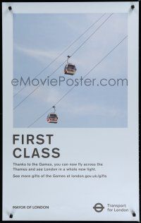 9e094 TRANSPORT FOR LONDON FIRST CLASS heavy stock English travel poster '12 cable cars over Thames