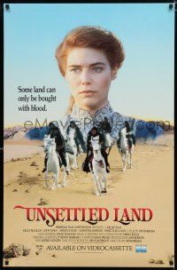 9e963 UNSETTLED LAND video poster '87 cool image of sexy Kelly McGillis over desert!