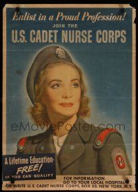 9e011 JOIN THE U.S. CADET NURSE CORPS 20x28 WWII war poster '40s Edmundson art of pretty nurse!