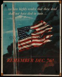 9e003 REMEMBER DEC. 7TH! 22x28 WWII war poster '42 Pearl Harbor, patriotic art by Allen Saalburg!