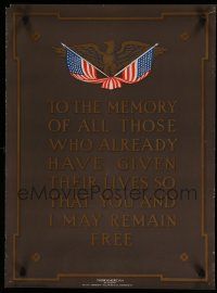 9e015 TO THE MEMORY 20x27 WWII war poster '40s to all those who have already given their lives!