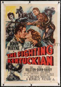 9f104 FIGHTING KENTUCKIAN linen 1sh '49 rougher, tougher & more romantic John Wayne + Oliver Hardy!