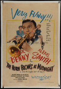 9f150 HORN BLOWS AT MIDNIGHT linen 1sh '45 angel Jack Benny playing trumpet at the end of the world