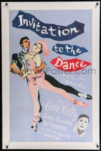 9f162 INVITATION TO THE DANCE linen 1sh '56 great art of Gene Kelly dancing with Tamara Toumanova!