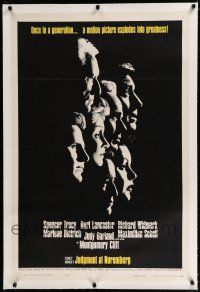 9f171 JUDGMENT AT NUREMBERG linen 1sh '61 Spencer Tracy, Judy Garland, Burt Lancaster, Dietrich!