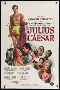 9f172 JULIUS CAESAR linen 1sh '53 art of Marlon Brando, James Mason & Greer Garson, Shakespeare