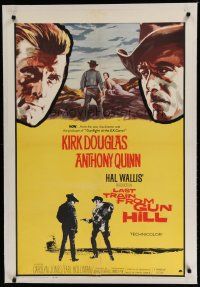 9f188 LAST TRAIN FROM GUN HILL linen 1sh '59 Kirk Douglas, Anthony Quinn, directed by John Sturges!