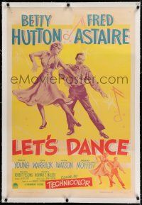 9f192 LET'S DANCE linen 1sh '50 two great images of dancing Fred Astaire & Betty Hutton!