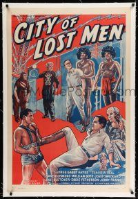 9f201 LOST CITY linen 1sh R42 William Stage Boyd, cool jungle sci-fi serial, City of Lost Men!