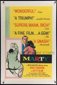 9f213 MARTY linen 1sh '55 directed by Delbert Mann, Ernest Borgnine, written by Paddy Chayefsky!