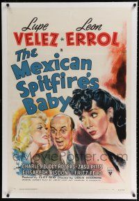 9f219 MEXICAN SPITFIRE'S BABY linen 1sh '41 Lupe Velez & Leon Errol adopt 20 year-old Marion Martin!