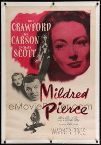 9f220 MILDRED PIERCE linen 1sh '45 Joan Crawford is the woman most men want, but shouldn't have!