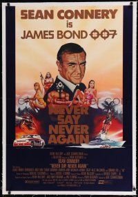 9f235 NEVER SAY NEVER AGAIN linen int'l 1sh '83 art of Sean Connery as James Bond 007 by Obrero!