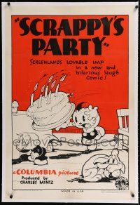9f296 SCRAPPY'S PARTY linen 1sh '33 Babe Ruth & world's best celebrities attend his birthday party!