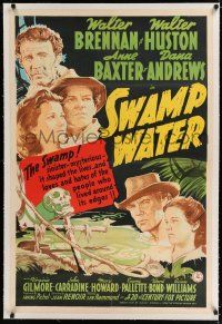 9f328 SWAMP WATER linen 1sh '41 Jean Renoir, art of top stars by the sinister mysterious swamp!