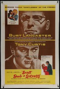 9f330 SWEET SMELL OF SUCCESS linen 1sh '57 Lancaster as J.J. Hunsecker, Curtis as Sidney Falco!