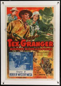 9f335 TEX GRANGER linen chapter 2 1sh '47 Midnight Rider of the Plains, cool western serial art!
