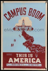 9f340 THIS IS AMERICA: CAMPUS BOOM linen 1sh '47 post-WWII returning G.I.s overflowing US colleges!