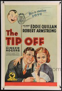 9f350 TIP OFF linen style B 1sh '31 stone litho of Ginger Rogers & Eddie Quillan by radio microphone