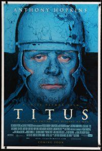 9f351 TITUS linen advance 1sh '99 great image of blue Anthony Hopkins, Shakespeare!