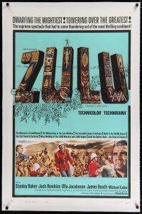 9f388 ZULU linen 1sh '64 Stanley Baker & Michael Caine English classic, dwarfing the mightiest!