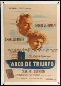 9g235 ARCH OF TRIUMPH linen Argentinean '47 art of Ingrid Bergman & Boyer, Erich Maria Remarque!