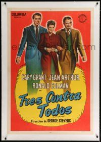 9g257 TALK OF THE TOWN linen Argentinean '42 art of Cary Grant, Jean Arthur & Ronald Colman!