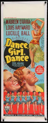 9g165 DANCE, GIRL, DANCE linen long Aust daybill '40 Lucille Ball, Louis Hayward & Maureen O'Hara
