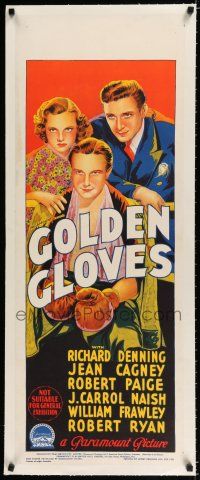 9g168 GOLDEN GLOVES linen long Aust daybill '40 Richardson Studio art of boxer Richard Denning!