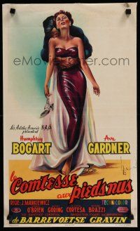 9g314 BAREFOOT CONTESSA linen Belgian '54 great full-length art of sexy Ava Gardner & no blank top!