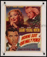 9g318 BISHOP'S WIFE linen Belgian '48 art of Cary Grant, Loretta Young & priest David Niven!