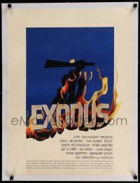 9g324 EXODUS linen Belgian '61 Otto Preminger, great Saul Bass artwork of arms reaching for rifle!
