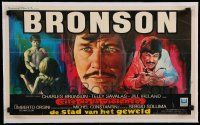 9g325 FAMILY linen Belgian '72 cool different montage art with three images of Charles Bronson!