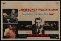 9g329 GOLDFINGER linen Belgian '64 3 images of Sean Connery as James Bond 007 + gold girl!