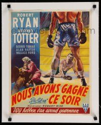 9g353 SET-UP linen Belgian '49 great art of boxer Robert Ryan in the ring, Robert Wise!