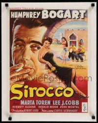 9g354 SIROCCO linen Belgian '51 best art of smoking Humphrey Bogart & sexy Marta Toren!