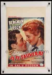 9g356 SPELLBOUND linen Belgian R50s Alfred Hitchcock, romantic art of Ingrid Bergman & Gregory Peck