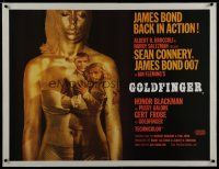 9g372 GOLDFINGER linen REPRO British quad '64 incredible image of Connery as James Bond in gold girl