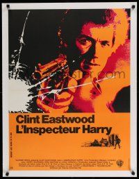 9g147 DIRTY HARRY linen French 23x32 '72 cool art of Clint Eastwood w/gun, Don Siegel crime classic!
