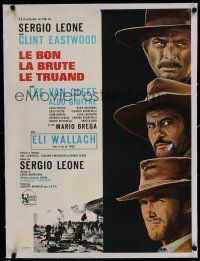 9g149 GOOD, THE BAD & THE UGLY linen French 23x32 '68 Eastwood, Van Cleef, Wallach, Leone classic!