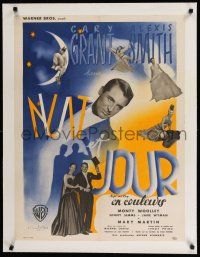 9g153 NIGHT & DAY linen French 23x32 '47 Cary Grant as Cole Porter, Alexis Smith, Cristellys art!