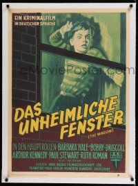 9g194 WINDOW linen German '50 cool different Bernard Lancy art of terrified Bobby Driscoll!