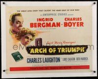 9g070 ARCH OF TRIUMPH linen style A 1/2sh '47 Ingrid Bergman, Charles Boyer, by Erich Maria Remarque
