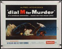 9g077 DIAL M FOR MURDER linen 1/2sh '54 Alfred Hitchcock, attacked Grace Kelly reaches for phone!