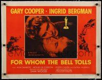 9g080 FOR WHOM THE BELL TOLLS linen style B 1/2sh R57 c/u of Gary Cooper & Ingrid Bergman, Hemingway