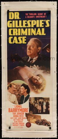 9g047 DR. GILLESPIE'S CRIMINAL CASE linen insert '43 Lionel Barrymore, Van Johnson, Donna Reed!