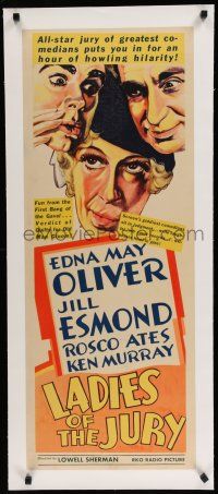 9g053 LADIES OF THE JURY linen insert '32 art of Edna May Oliver, Roscoe Ates & radio's Ken Murray!