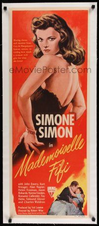 9g055 MADEMOISELLE FIFI linen insert '44 great full-length sexy artwork of Simone Simon!